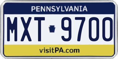 PA license plate MXT9700