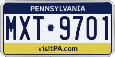 PA license plate MXT9701