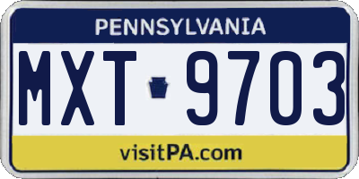 PA license plate MXT9703