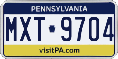 PA license plate MXT9704