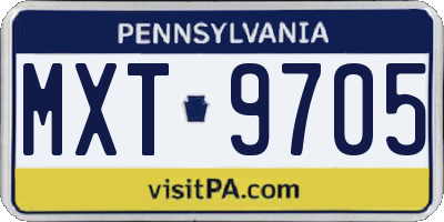 PA license plate MXT9705