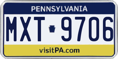 PA license plate MXT9706