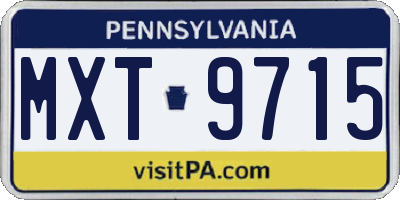 PA license plate MXT9715