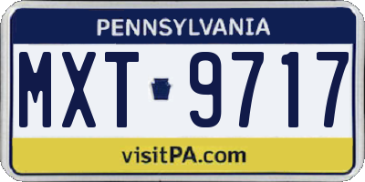 PA license plate MXT9717