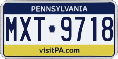 PA license plate MXT9718