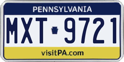 PA license plate MXT9721