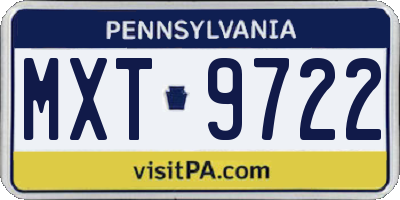 PA license plate MXT9722