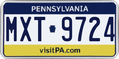 PA license plate MXT9724