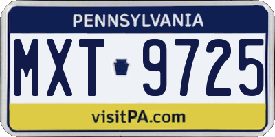 PA license plate MXT9725