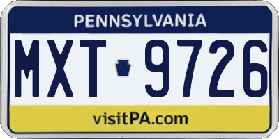 PA license plate MXT9726