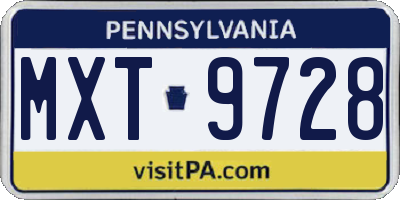 PA license plate MXT9728