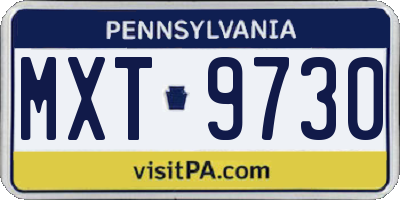 PA license plate MXT9730
