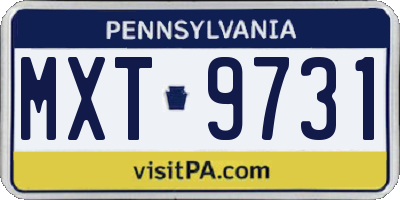 PA license plate MXT9731