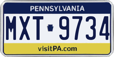 PA license plate MXT9734
