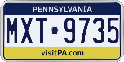 PA license plate MXT9735