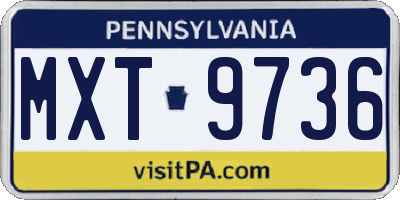 PA license plate MXT9736