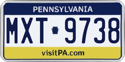 PA license plate MXT9738