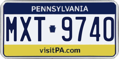 PA license plate MXT9740