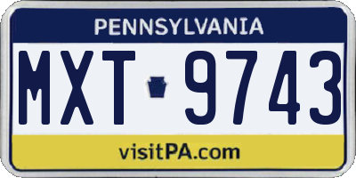 PA license plate MXT9743
