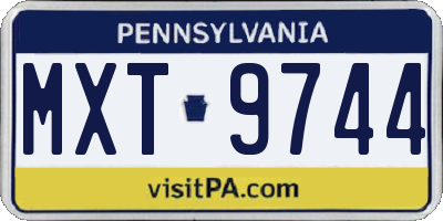 PA license plate MXT9744