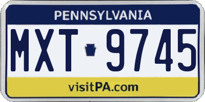 PA license plate MXT9745