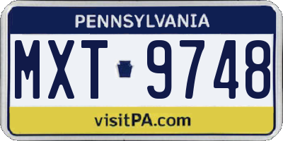 PA license plate MXT9748