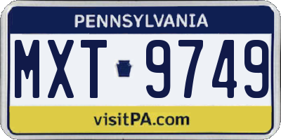 PA license plate MXT9749