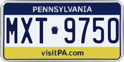 PA license plate MXT9750