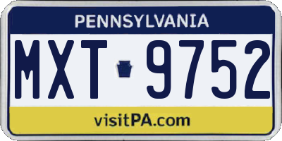 PA license plate MXT9752