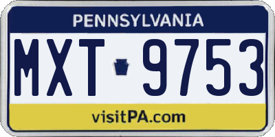 PA license plate MXT9753