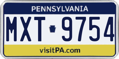 PA license plate MXT9754