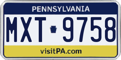 PA license plate MXT9758