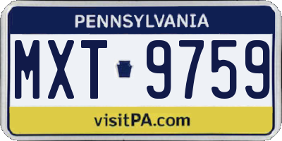 PA license plate MXT9759