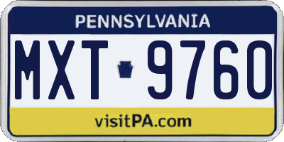 PA license plate MXT9760