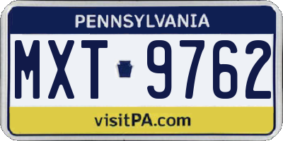 PA license plate MXT9762