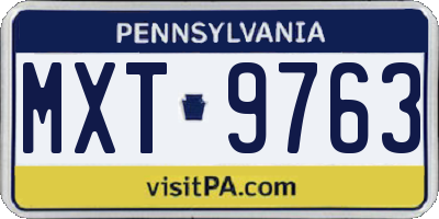 PA license plate MXT9763