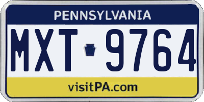 PA license plate MXT9764