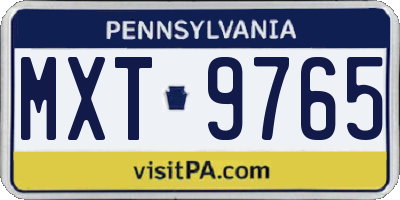 PA license plate MXT9765