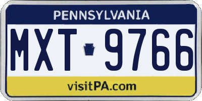 PA license plate MXT9766
