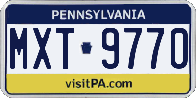 PA license plate MXT9770