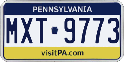 PA license plate MXT9773