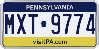 PA license plate MXT9774