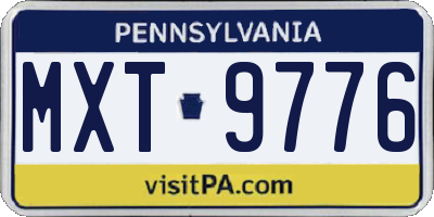 PA license plate MXT9776