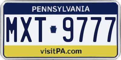 PA license plate MXT9777