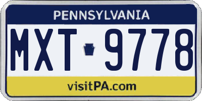 PA license plate MXT9778