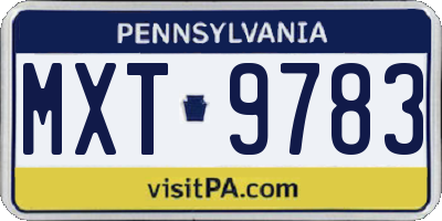 PA license plate MXT9783