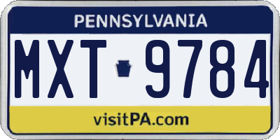 PA license plate MXT9784