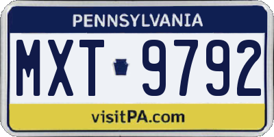 PA license plate MXT9792