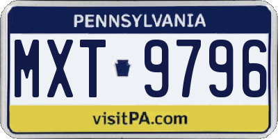 PA license plate MXT9796