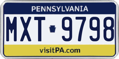 PA license plate MXT9798